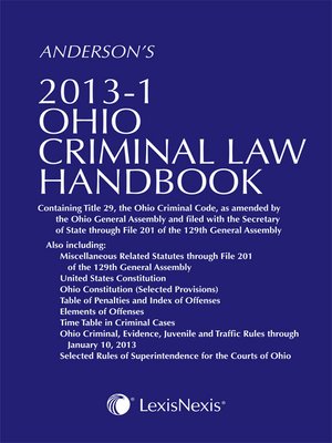 cover image of Anderson's Ohio Criminal Law Handbook